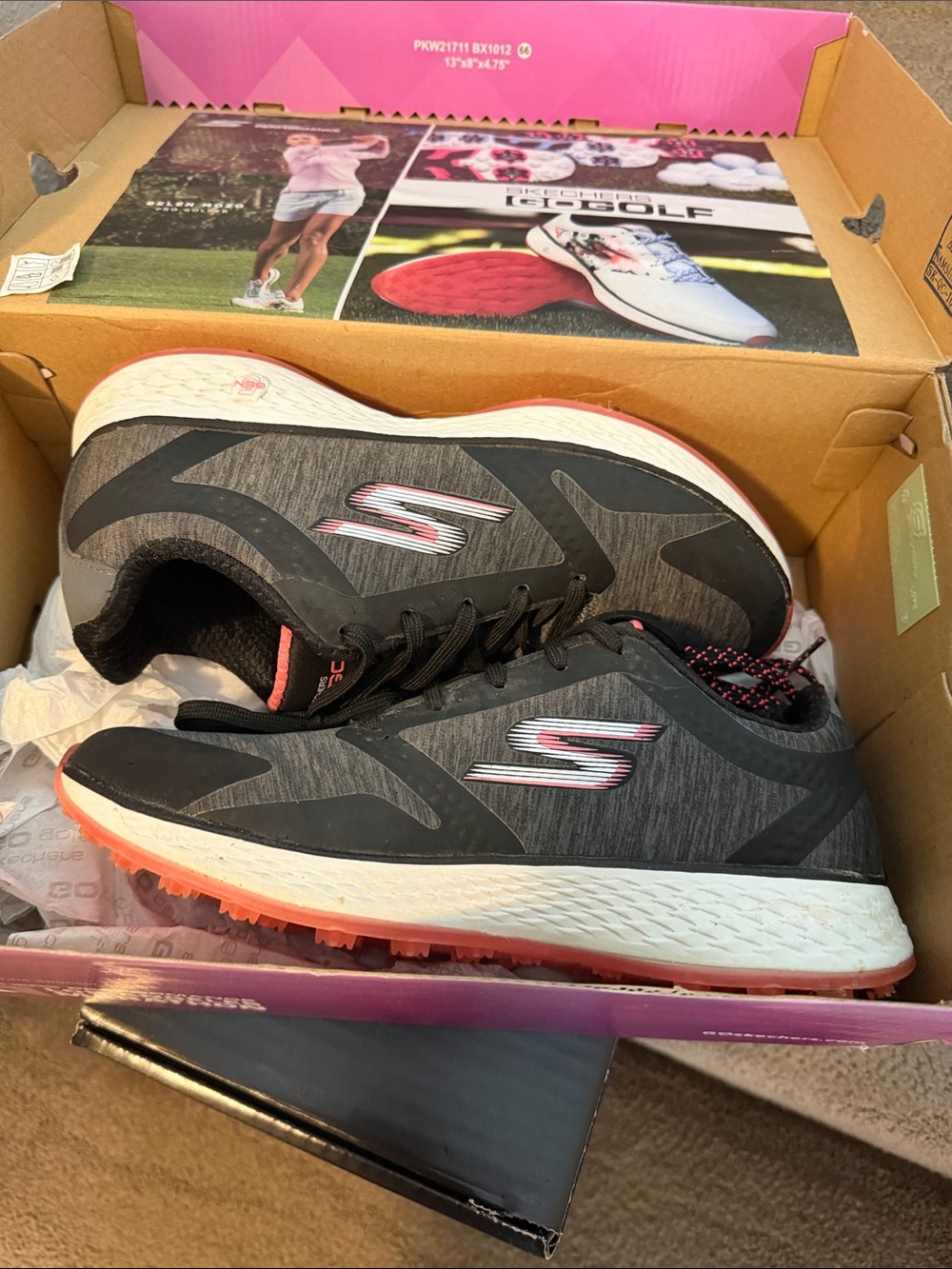 New Skechers Women’s Golf Shoe — Charcoal with Coral Accents